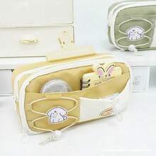 New Cute Unique Large Capacity Multi-Layer Drawstring Pencil Case/Cosmetic Bag, High-Quality Stationery Storage Bag, Suitable For Middle School Girls, Portable School Supplies Storage, Pencil Pouch, Student Backpack - Multicolor - View 2