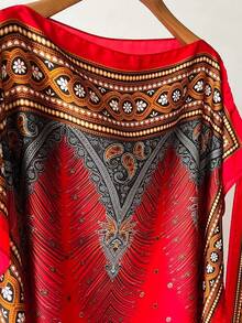 2pcs 2026 New Cool Feeling Cashew Print Faux Silk Long Robe Shawl, Women's Beach Sun Protection Satin Scarf, Multi-Functional Wear - Multicolor - View 3