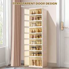 Foldable Shoe Rack Storage Rack, Suitable For Wardrobe Plastic Foldable Shoe Storage Box, Transparent Shoe Box, Stackable Door, Easy To Assemble Shoe Cabinet With Lid, Large Size - 查看 3