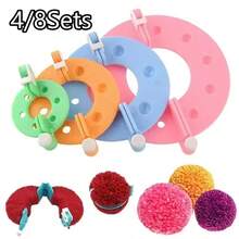 4/8Sets Pom Pom Maker, Plastic Pom Pom Knitting Tool Set, Handmade Knitting Tool DIY Craft Accessories, Random Color - Multicolor - View 13
