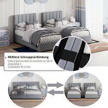 Bed Frame 180x200 Cm Hydraulic With Storage – Grey - 灰色 - 查看 4