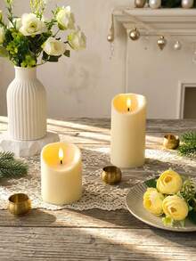3pcs Set Flickering Flameless Candles With Timer Remote Control, Battery Operated, Suitable For Christmas, Halloween, Valentine's Day, Mother's Day, Dining Table, Wedding, Party, Gift, Holiday Atmosphere Decoration Light - Warm Light - View 5