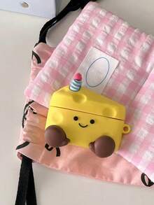 1PC Silicone 3D Birthday Cheese Expression 4/3 Earphone Protective Case Cover 2 Pro 2nd/3rd Generation New Model Compatible With Apple Wireless Bluetooth Soft Shell Girly Cute Funny Cartoon (Earphones Not Included) - Yellow - View 1