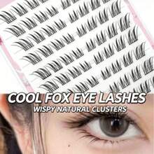 80 Clusters Jade-Faced Fox Oblique Flying False Eyelashes, Segmented Fox Eye Tail Lengthening, Glue-Free Natural Lash Clusters, Travel & Festival, Eyelash - C - View 6