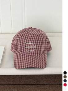 1pc Soft Top Plaid Letter Baseball Cap Spring Summer New Style Checkered Letter Embroidery Baseball Hat Women Versatile Sun Protection Casual Face-Slimming Duck Bill Hat Plaid Letter Embroidery Baseball Cap Men Women Spring Summer New Style Fashion Versatile Sun Protection Face-Slimming Duck Bill Hat Baseball Cap Checkered Letter Duck Bill Hat Unisex Wide Brim Soft Top Face-Slimming Sun Hat Big Size Baseball Cap - One Bubble Check - View 2