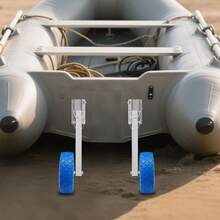 Set ruote di trasporto per gommoni gonfiabili, blu in acciaio inox e schiuma plastica, portata max. 150 kg, pneumatici Ø 25 cm per gommoni, trasporto breve in spiaggia - Blu - Visualizzare 10