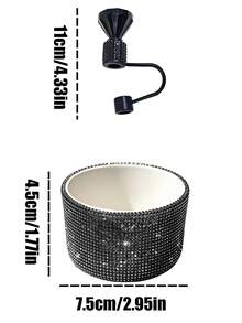 Silicone Cup Sleeve With Sparkling Rhinestone Decoration And Crown Straw Lid, Fits 30oz And 40oz Cups With Handles, Decorated With Rhinestones And Crown, Suitable For Office, Restaurant, Cafe, Car Interior, Kitchen, Bedroom, Vacation, Camping, Essential Travel Accessory For Spring And Summer. Birthday Gift, Wedding Accessory, Back To School Gift, Easter Gift, Mother's Day Gift, Teacher's Day Gift, Women's Birthday Gift Decoration - Multicolor - View 10