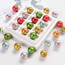 10pcs 16mm Christmas Multi-Color Snowflake Print Round Beads, DIY Bracelet Necklace Earring Making Loose Beads, Suitable For Keychain And Beaded Decoration - Multicolor - View 9