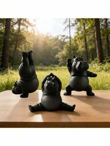 3pcs Hippopotamus Figurines - Durable Plastic Hippo Sculptures, Suitable For Indoor/Outdoor, Peaceful Animal Desktop Decor, Cute Cartoon Hippo Design - Perfect For Yoga Studio Decoration, Ideal Gift For Yoga Enthusiasts (Hippo Statues) - A - View 4