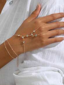 1pc Fashionable Sparkling Finger Bracelet, Versatile Hand Accessory, Suitable For Women's Daily Wear And Party - Rhinestone Finger Bracelet - View 5
