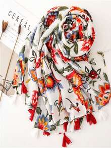 Elegant Style Scarf Fashionable Women's Silk Scarf New Breathable Tassel Shawl Spring Summer Vibrant Long Scarf Outdoor Sun Protection Beach Towel Versatile Headscarf - Multicolor - View 8