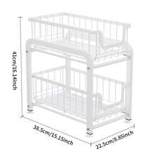1pc Double Layer Black/White Kitchen Storage Rack, Under Sink Organizer, Multi-Compartment Drawer Storage Shelf, Suitable For Kitchen, Bathroom, Cabinet And More - View 6