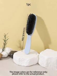 1pc Macaron Color Boar Bristle Hair Brush, Natural Bristle Anti-Static Hair Comb, Scalp Massage Hair Brush, Suitable For Daily Grooming And Styling, Fits All Hair Types - Multicolor - View 4