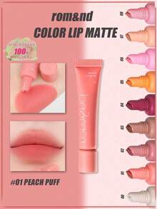 Rom&nd Romand COLOR LIP MATTE 01 PEACH PUFF 柔霧慕斯啞光唇彩，絲滑疊擦持久，輕巧便攜唇妝，適合新手，K-Beauty 韓系彩妝，Olive Young，禮品 8g/0.28oz - 01 PEACH PUFF - 查看 2