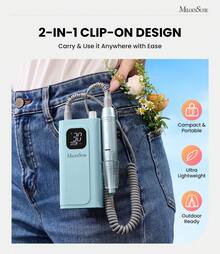 Professional Nail Drill Kit, 30000RPM Cordless Electric Nail File With LCD Display, Rechargeable 4000mAh Battery Nail Efile For Acrylic & Gel Nails, Manicure Pedicure, Salon & Home Use - 海洋藍 - 查看 5
