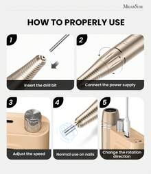 Professional Nail Drill Kit, 30000RPM Cordless Electric Nail File With LCD Display, Rechargeable 4000mAh Battery Nail Efile For Acrylic & Gel Nails, Manicure Pedicure, Salon & Home Use - 裸米色 - 查看 7