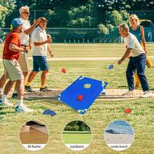 Portable Outdoor Bean Bag Toss Set With 2 Target Boards & 6 Beanbags. This Competitive Tossing Rack Suits Yards, Beaches And Outdoor Parties. It's A Fun Interactive Family Game For All Ages, A Great Gift For Halloween, Christmas And Easter - Blue - View 6