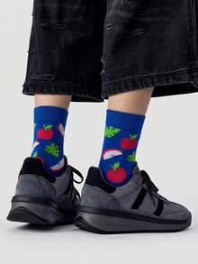 1/5/10 Pairs Men's Mid-Calf Socks, Funny Guitar Cartoon Unisex Sports Style Long Socks, Crazy Happy Socks - Multicolor - View 6