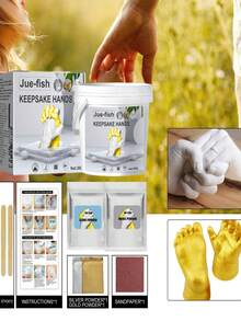 JUE FISH Hand Mold Cloning Kit, Replicated Couple & Parent-Child Handprints, Exclusive Handmade Holiday Keepsake Gift, Long-Lasting Preservation, Capturing Beautiful Moments, Children, Mother, Valentine's Anniversary Gift - A - View 6
