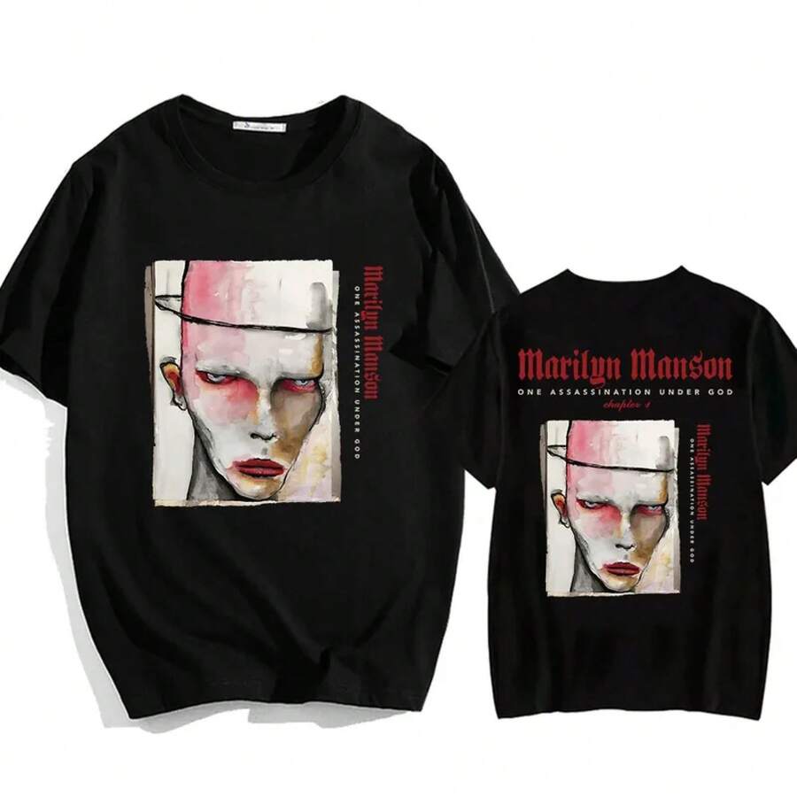 Marilyn Manson One Assassination Under God Charter 1 T-Shirt 2025 European Tour Print Men Women T-Shirt Cotton Short Sleeve Shirt - 3 - View 1