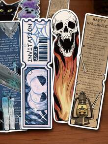 30pcs Vintage Halloween Bookmarks, Creative & Quirky Artistic Style, Versatile Reading Bookmarks For Office And Study Supplies - A - View 1