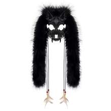 1pc Fashionable Creative Exquisite Diamond Wolf Head Role Play Mask, Practical Animal Face Mask Fox Mask Faux Fur Headpiece COS Werewolf Hunter Mask, Suitable For Men And Women For Outdoor Makeup Ball Party, Easy To Carry - Mask - View 6