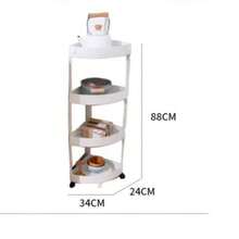 4-Tier White PP Plastic Corner Storage Rack With Detachable Wheels, Stable Floor Standing Multifunctional Organizer For Kitchen Bathroom Sundries Storage - View 3