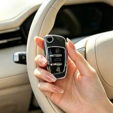 1pc Car Key Case-Exquisite Print,Suitable For Audi A3 8P, A6 C6, Q3 8U, A1 8X, Q7 4L, TT 8J, R8 42.Advanced Soft-Touch, Does Not Block Signal, Unisex. - Audi 3 Button Model CA - View 11