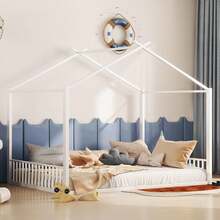 Kids Bed Frame House Shape - 140 X 200 Cm - White - 白色 - 查看 4