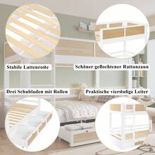 Kids Bed Frame With Shelves, White And Natural - Natural and White - 查看 5