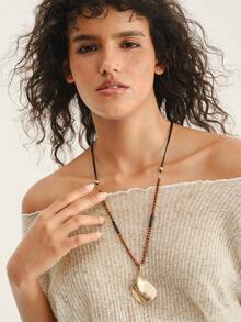 Nocturel 1pc Asymmetrical Geometric Design Long Necklace, Suitable For Fashion Women's Everyday Wear - Multicolor - View 7