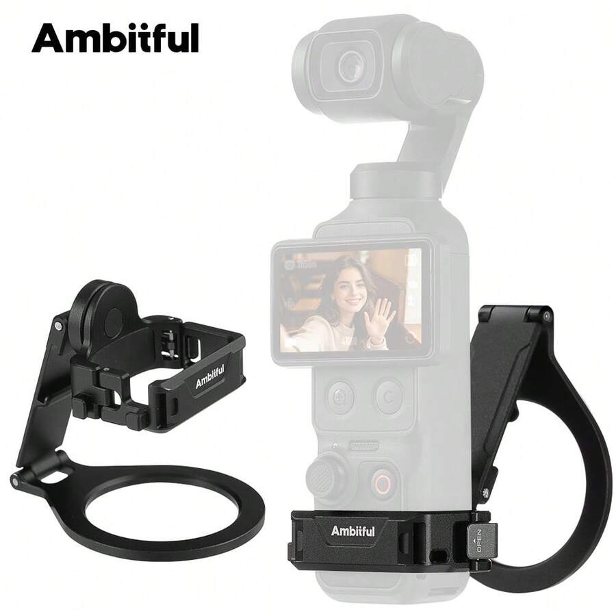 Ambitful DP06 Magnetic Expansion Adapter Mount, Curved Wrist Strap Extension Bracket Compatible With D JI Osmo Pocket 3 Handheld Gimbal Camera, Multi-Function Magnetic Accessory For Vlog Shooting