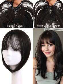 10 Inch Synthetic Fiber Women's Hair Wig, Bangs, Natural Fluffy And Lightweight, Perfect For Covering White Hair And Sparse Bangs, Hair Accessory, Halloween - Multicolor - View 14