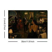 1 pieza Póster de lienzo con marco/sin marco de club de música jazz afroamericano vintage melancólico, arte de pared de cultura afro, pintura de mediados de siglo para pasillo, sala de estar, dormitorio, decoración del hogar moderno - A - Ver 12
