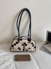 Women's Retro Solid Color Pu Leather Shoulder Bag With Multiple Pockets Large Capacity Comes With A Detachable Accessory Charm - Multicolor - View 6