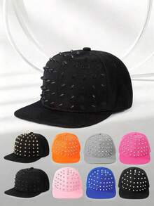 A Newly Designed Studded Hat, Both Fashionable And Versatile, Decorated With Shiny Party Fabric And Rhinestones, Showcasing Personal Charm. - Multicolor - View 1