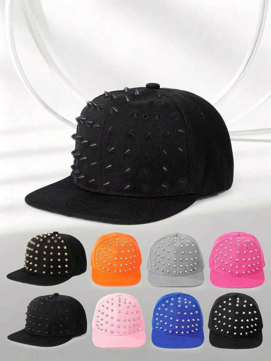 A Newly Designed Studded Hat, Both Fashionable And Versatile, Decorated With Shiny Party Fabric And Rhinestones, Showcasing Personal Charm. - Multicolor - View 1