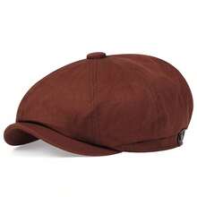 1pc Men's Solid Color Newsboy Cap, Casual Outdoor Hat, Fashionable Beret, Suitable For Spring/Autumn Travel, Beach, Party - Multicolor - View 5