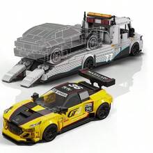Modelo de Bloques de Construcción de Coche de Carreras GT4 310 piezas, Juego de Bloques de Ensamblaje de Coche de Carreras Amarillo, Juguete de Coche de Carreras de Alta Velocidad Ensamblado a Mano, Regalo de Colección para Entusiastas de Coches - Multicolor - Ver 5