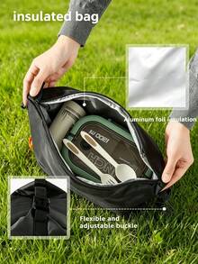 Large Capacity Insulated Cooler Bag - Portable Aluminum Foil Insulation, 2026 New Model, Essential For Outdoor Travel And Camping | Durable Zipper Closure (Non-Food Contact) - Multicolor - View 4
