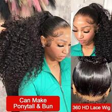 Dollface 360 Invisible Drawstring Full Lace Human Hair Wig Transparent HD Lace Pre Plucked Deep Wave 360 Invisi Strap Lace Front Wigs For Women 20 40 Inch - Natural Black - View 6