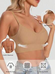 Lencería sexy sin costuras y sin espalda para mujer, lencería nupcial con 3 tirantes ajustables, lencería de boda de espalda baja, camisola transpirable y cómoda para ocasiones formales - Granate - Ver 4