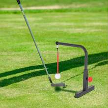 Golf Swing Trainer Practice Aid Black Red Iron Adjustable Height 20-25cm For Driving Range Backyard Training Modern Floor Mount - Multicolor - View 8