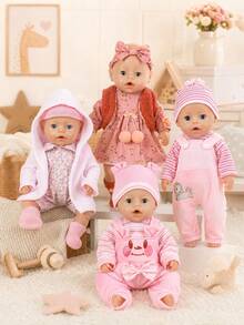 14pcs 16-18in Children Doll Pink Outfit Set, Rompers, Dresses, Jackets, Headbands, Fun Toy Doll Clothes, Children Birthday Gift, Gift For Kids, Doll Not Included - Multicolor - View 8