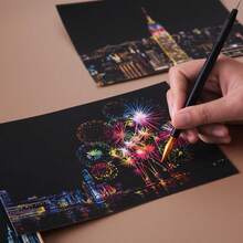 12 Pcs Scratch Postcard, World Famous City Night Scene Scratch Drawing For Teens & Adults, Includes 12 Pre-Printed Cityscape Designs & 12 Scratching Pen, Stress Relief & Screen-Free Activity, Perfect Unique Gift For Men, Women, Christmas, Birthday - 12-piece Scratch Paper Set - View 4