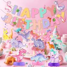 1 Set Papier Girlande / 6 Stücke Papier Spiral Hängedekorationen / 3 Stücke Papier Waben Tischdekorationen Dinosaurier Geburtstags Party Dekorationen Pastell Dinosaurier Geburtstags Banner Dinosaurier Hängende Wirbel Tischdekoration - Verschiedenfarbig - Übersicht 5