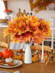 1/3/6pcs Artificial Maple Leaves, Autumnal Maple Leaf Bouquet, Suitable For Autumn Decorations, Home Decor, Wall Decorations, Weddings, Halloween, Party Decorations, Garden Decorations, Porch Decorations, Room Decorations, And Outdoor Autumn Decor - Multicolor - View 3