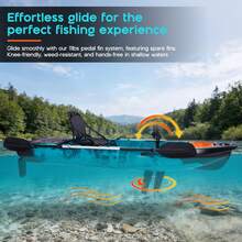 Modular Pedal Fishing Kayak With Fin Drive System, Lightweight HDPE Sit-On-Top Fishing Boat, Adjustable Seat, Large Storage, Portable 2-Piece Design, Paddle Included, 420 Lbs Capacity - Fin Drive - View 3