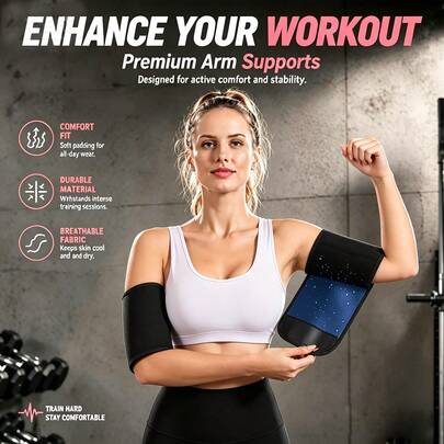 ARUNOW Arm Trimmers For Women & Men,Sauna Sweat Arm Trainer,Adjustable Sweat Arm Shaper Bands(A Pair), Black