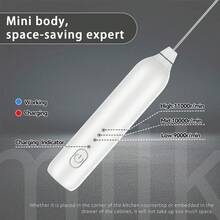 Feizsmile Value Electric Milk Frother, Rechargeable Type-C Interface, Portable Coffee Milk Froth Maker, Stainless Steel Whisk, Suitable For Home, Travel And Barista Daily Use. - White - View 5